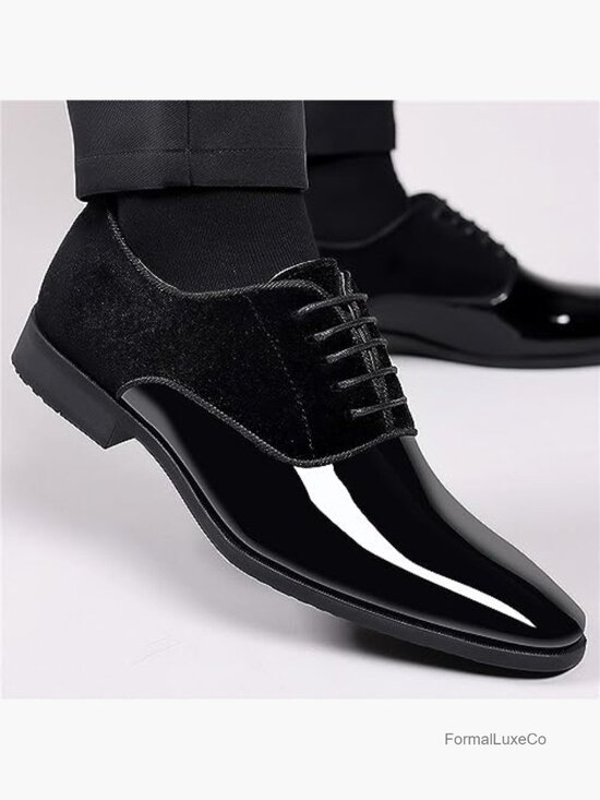 Vintage High Gloss Patent Leather Oxford Formal Business Tuxedo Shoes main image 7